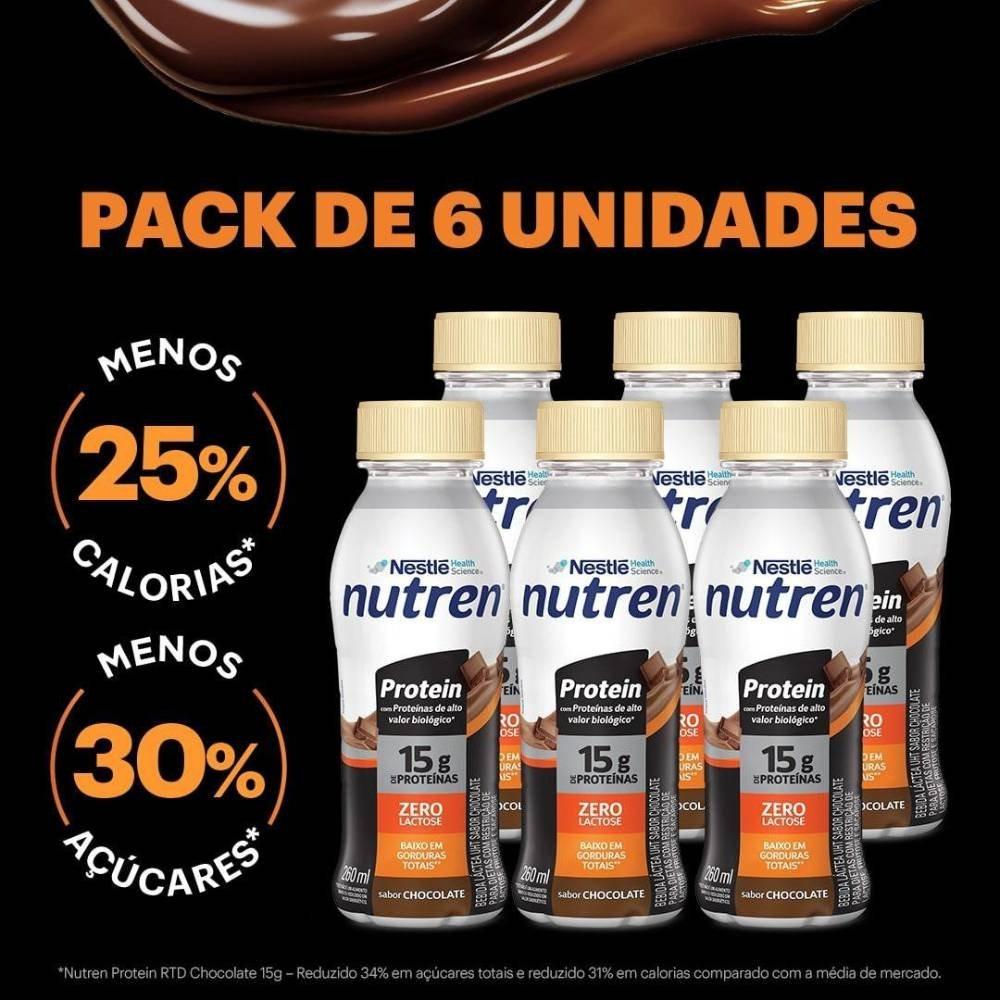 Pack Nutren Protein 15g Chocolate Com 6 Unidades 260ml Cada - 3