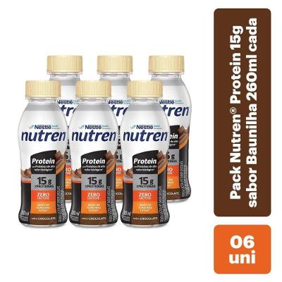 Pack Nutren Protein 15g Chocolate Com 6 Unidades 260ml Cada