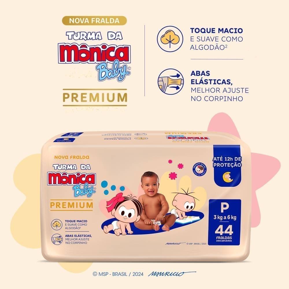 Fralda Turma Mônica Baby Premium Tamanho P Com 44 Unidades - 3