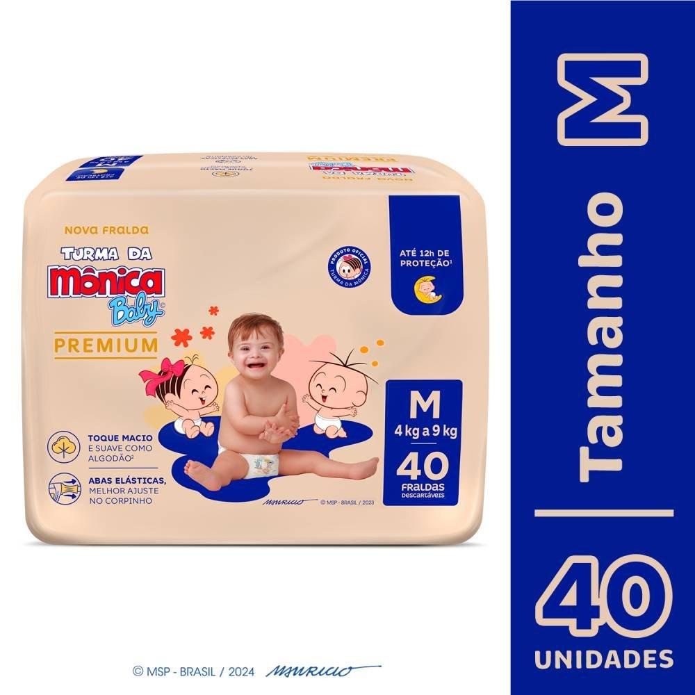 Fralda Turma Mônica Baby Premium Tamanho M Com 40 Unidades - 1