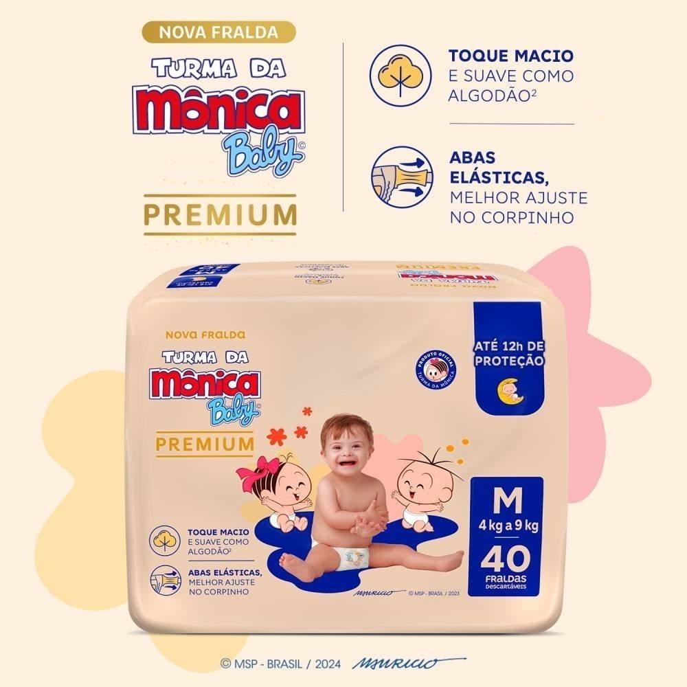 Fralda Turma Mônica Baby Premium Tamanho M Com 40 Unidades - 3