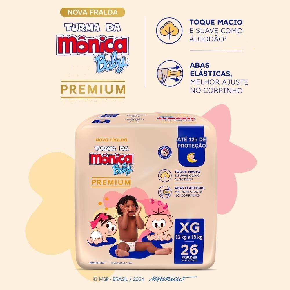 Fralda Turma Mônica Baby Premium Tamanho Xg Com 26 Unidades - 3