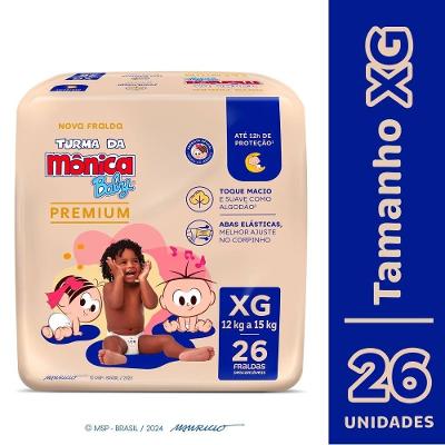 Fralda Turma Mônica Baby Premium Tamanho Xg Com 26 Unidades