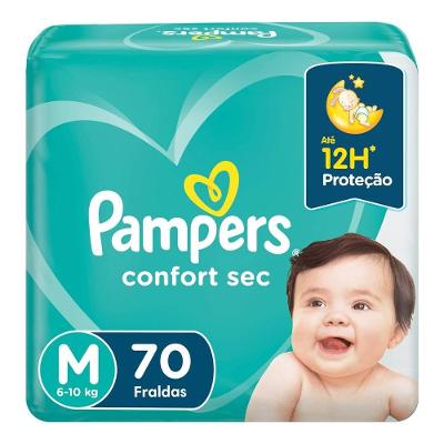 Fralda Pampers Confort Sec Bag M Com 70 Unidades