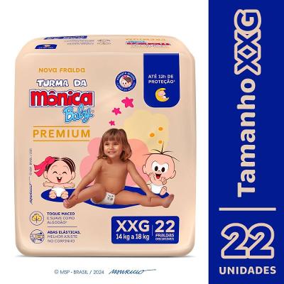 Fralda Turma Mônica Baby Premium Tamanho Xxg Com 22 Unidades
