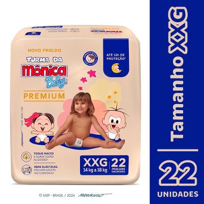 Fralda Turma Mônica Baby Premium Tamanho Xxg Com 22 Unidades