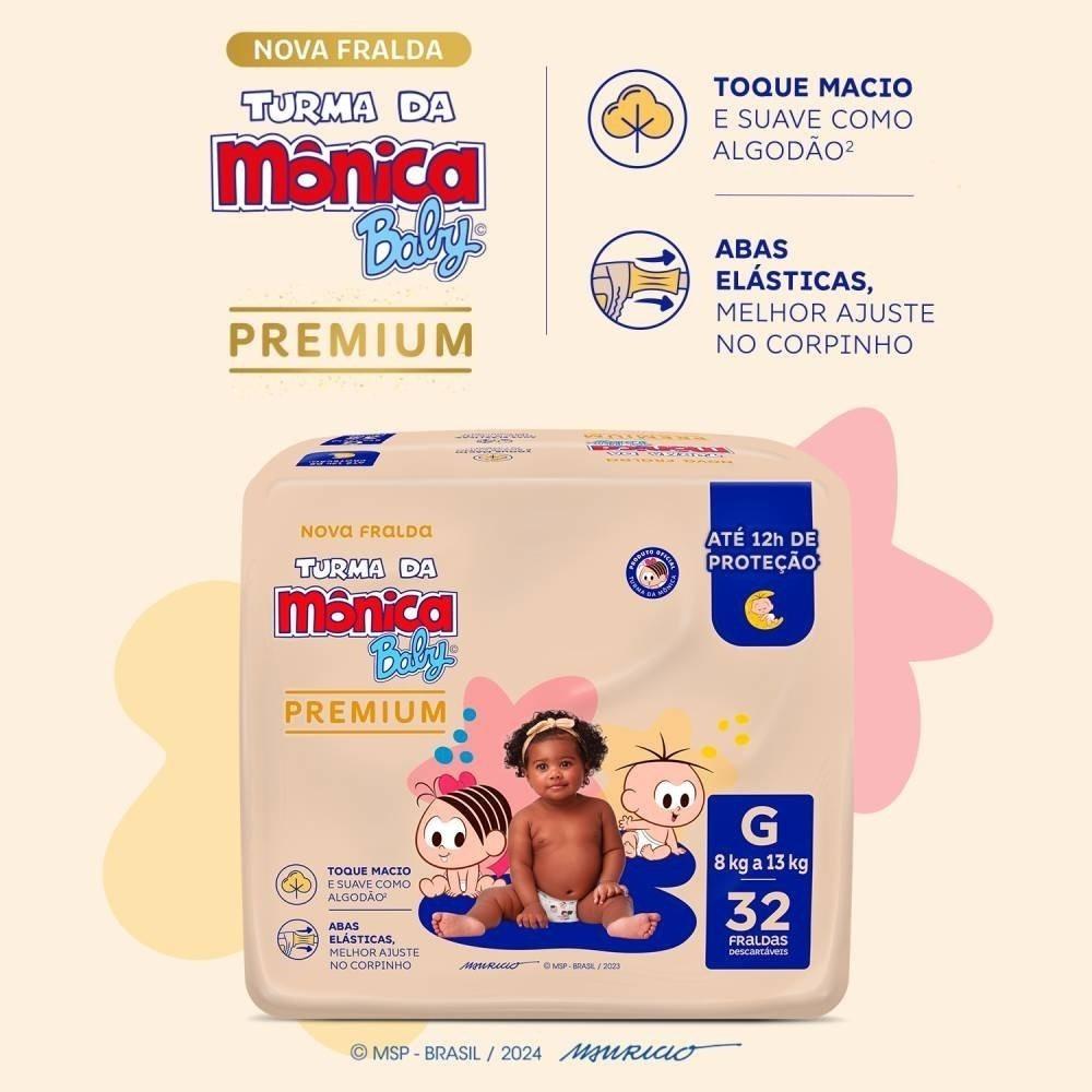 Fralda Turma Mônica Baby Premium Tamanho G Com 32 Unidades - 3