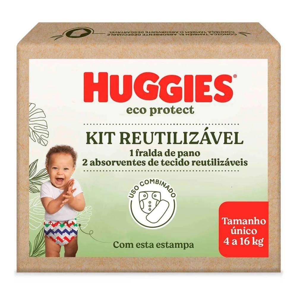 Kit Reutilizável 1 Fralda + 2 Absorventes Huggies Eco Protect Listrado - 1