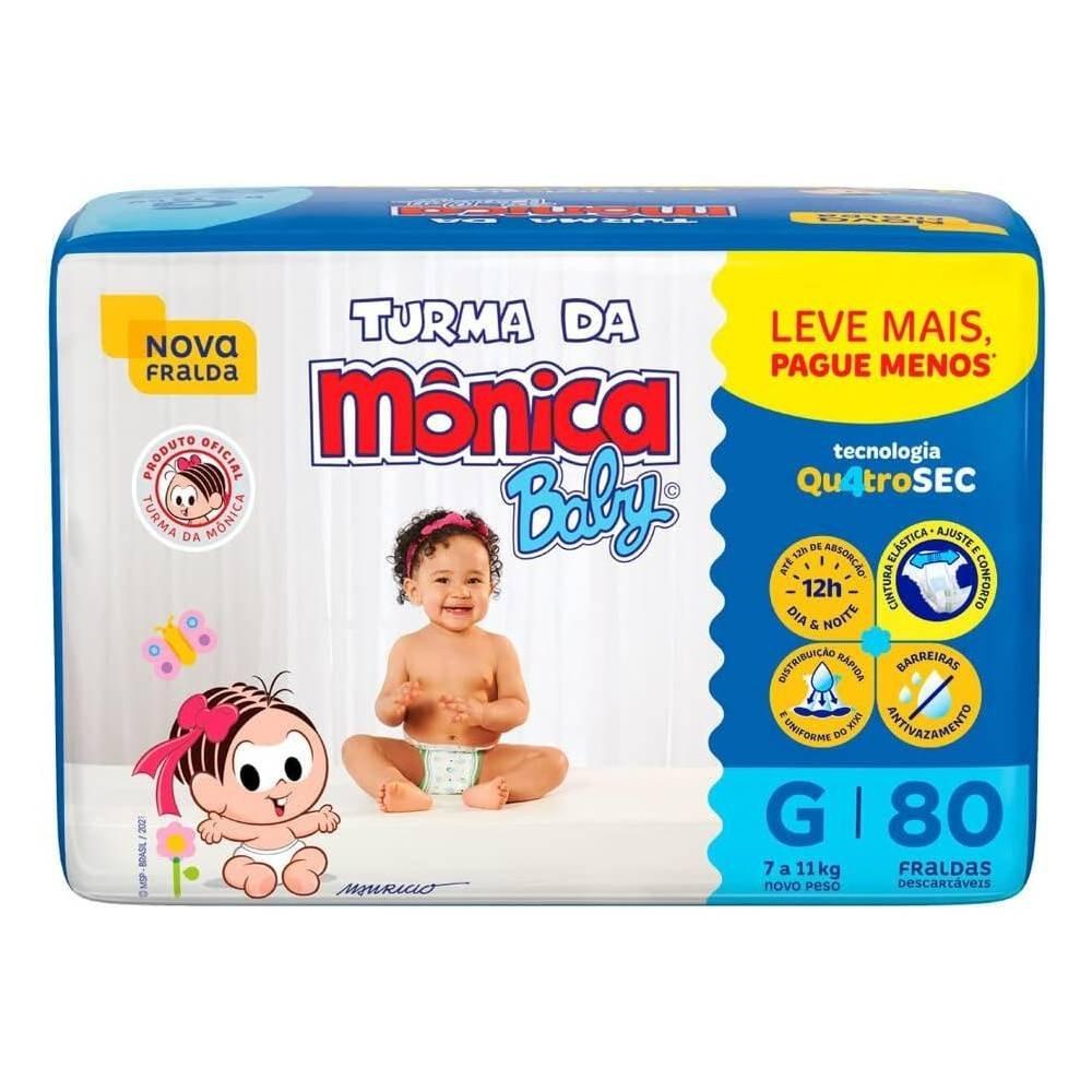 Fralda Turma Mônica Baby Giga G 80 Unidades - 1