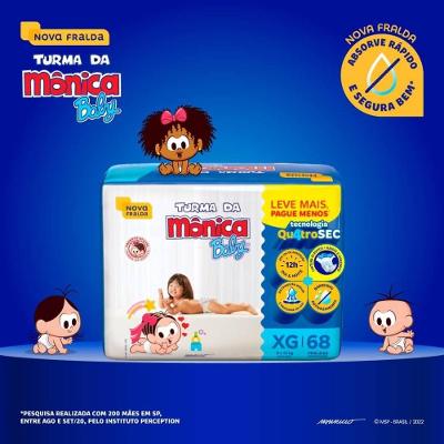 Fralda Turma Mônica Baby Giga Xg Com 68 Unidades