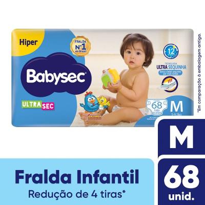 Fralda Babysec Ultra Sec Hiper M Com 68 Unidades