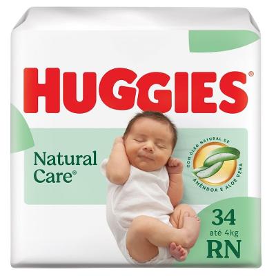 Fralda Huggies Descartável Premium Natural Care Rn Com 34 Unidades