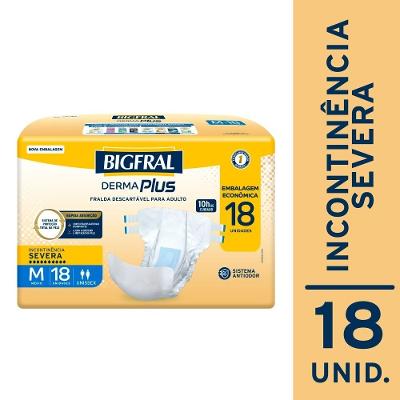 Fralda Adulto Bigfral Dermaplus Econômica M 18 Unidades