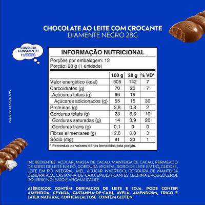 Chocolate Ao Leite Lacta Diamante Negro 28g
