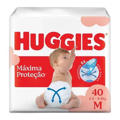 Fralda Huggies Máxima Proteção Mega M Com 40 Unidades