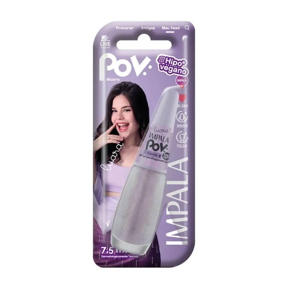 Esmalte Top Coat Impala Luara Pov Glitter Tô Pronta 7,5ml - 2