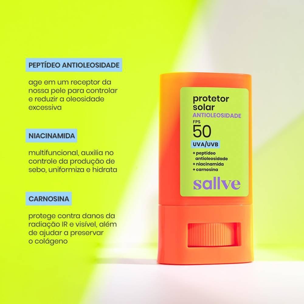 Protetor Solar Facial Sallve Bastão Antioleosidade Fps50 15g - 4