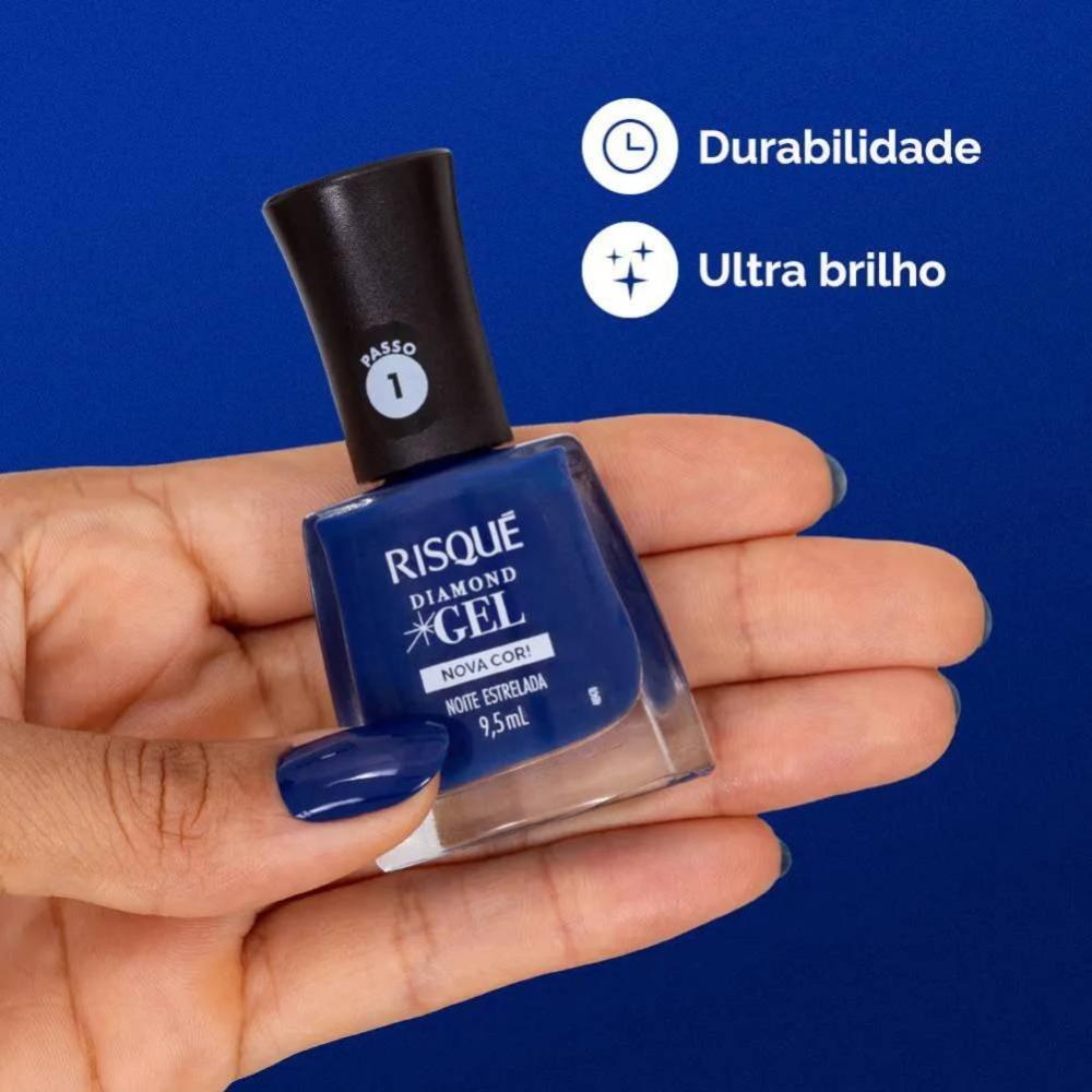 Esmalte Risqué Diamond Gel Noite Estrelada Cremoso 9,5ml - 2