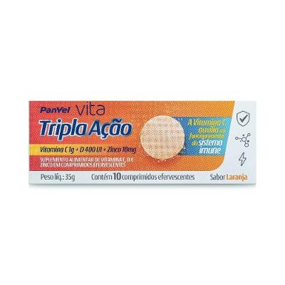 Vitamina C 1g Tripla Acao Panvel Vita 10 Comprimidos Efervescentes