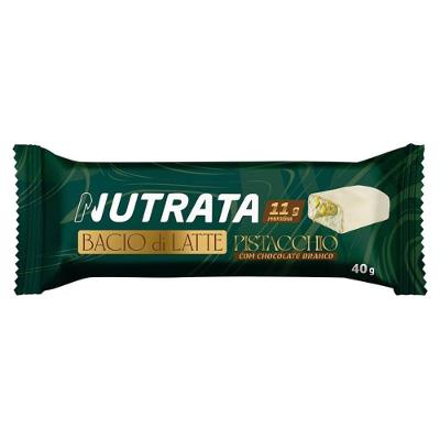 Barra De Proteína Nutrata Bacio Di Latte Pistache E Chocolate Branco 40g