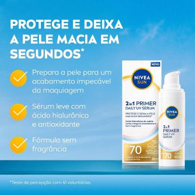 Protetor Solar Facial Nivea Sun 2 Em 1 Primer Daily Uv Sérum Fps70 30ml