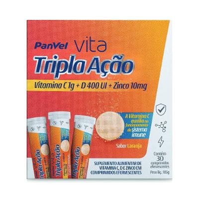 Vitamina C Efervescente 1g Tripla Ação Panvel Vita 30 Comprimidos Efervescentes