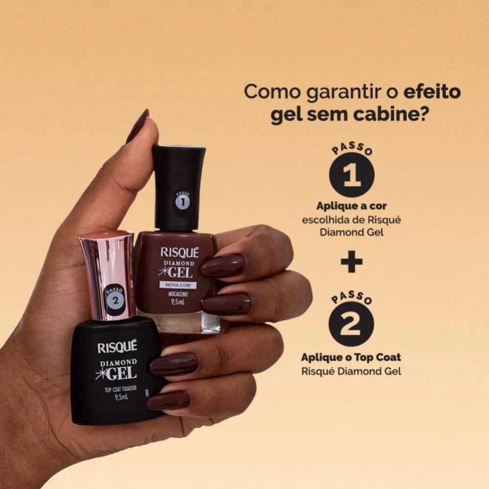 Esmalte Risqué Diamond Gel Mocaccino Cremoso 9,5ml - 4