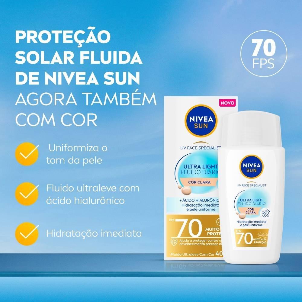 Protetor Solar Facial Nivea Ultra Light Fluido Diário Cor Clara Fps70 40ml - 3