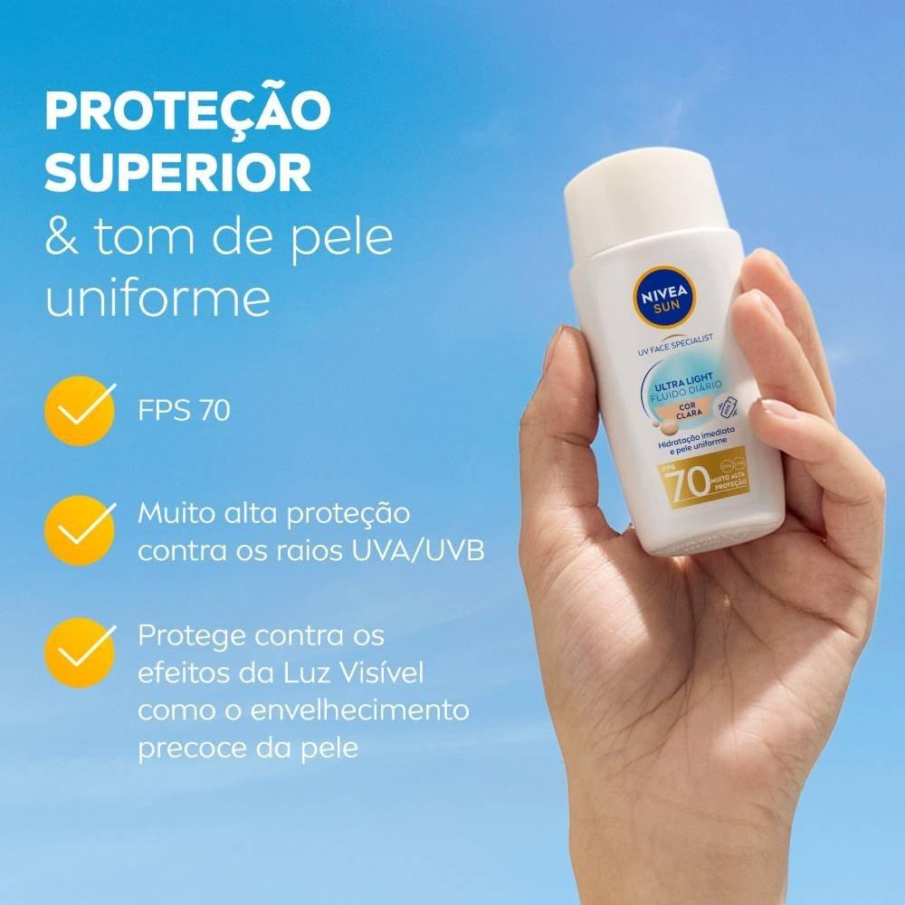 Protetor Solar Facial Nivea Ultra Light Fluido Diário Cor Clara Fps70 40ml - 4