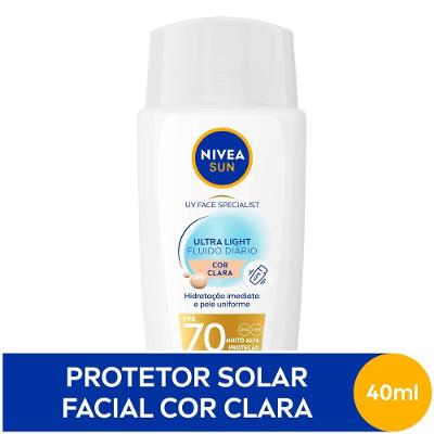 Protetor Solar Facial Nivea Ultra Light Fluido Diário Cor Clara Fps70 40ml