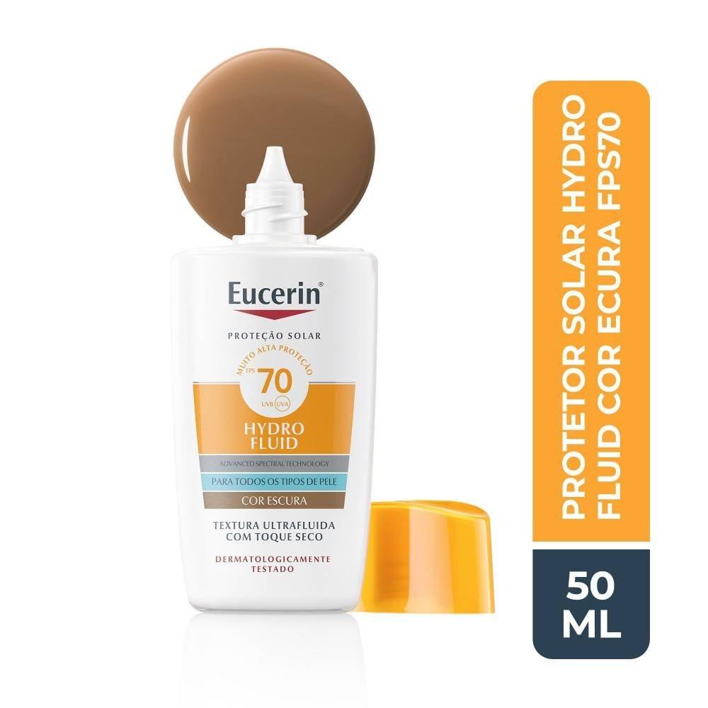Protetor Solar Facial Eucerin Sun Hydro Fluid Cor Escura Fps70 50ml - 1