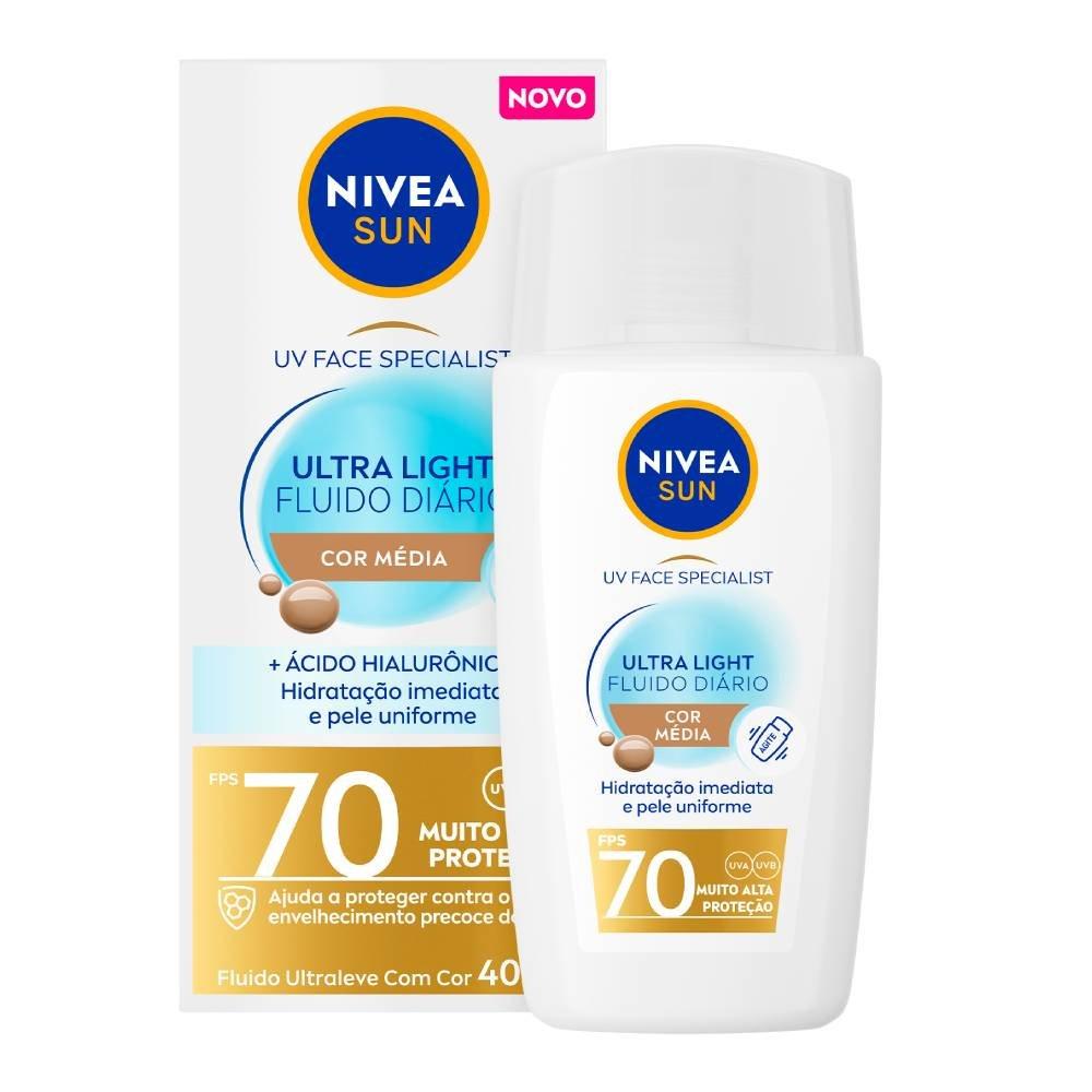 Protetor Solar Facial Nivea Ultra Light Fluido Diário Cor Média Fps70 40ml - 2