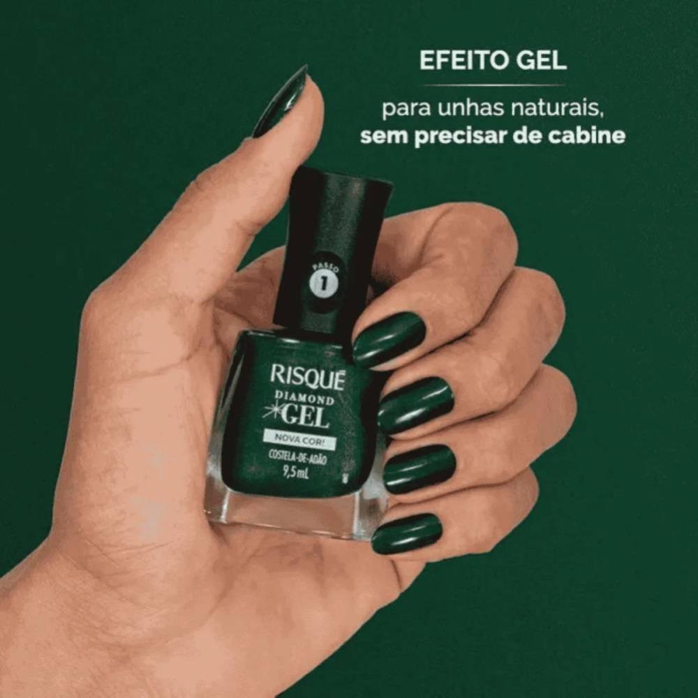 Esmalte Risqué Diamond Gel Costela De Adão Metálico 9,5ml - 3