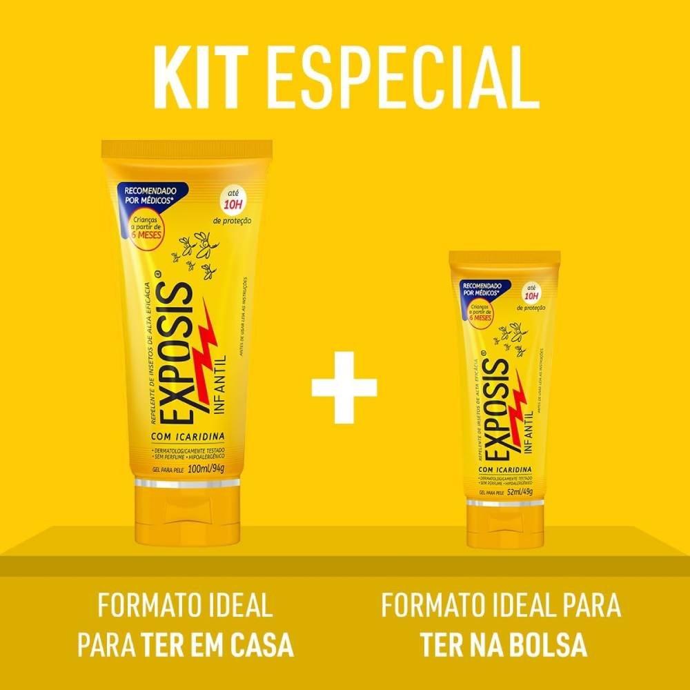 Kit Gel Repelente Exposis Infantil 100ml + Gel Repelente Exposis Infantil 52ml - 3