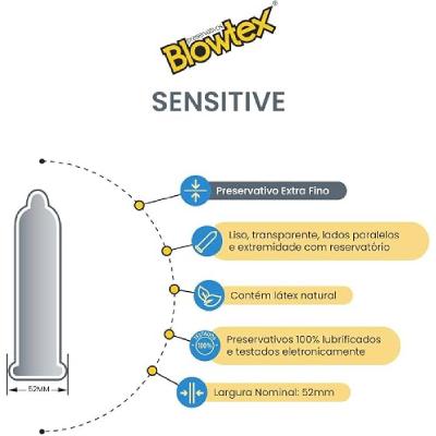 Preservativo Blowtex Sensitive Com 3 Unidades