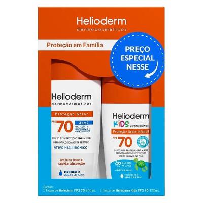 Kit Helioderm Protetor Solar Corporal Fps70 200ml + Protetor Solar Kids 120ml