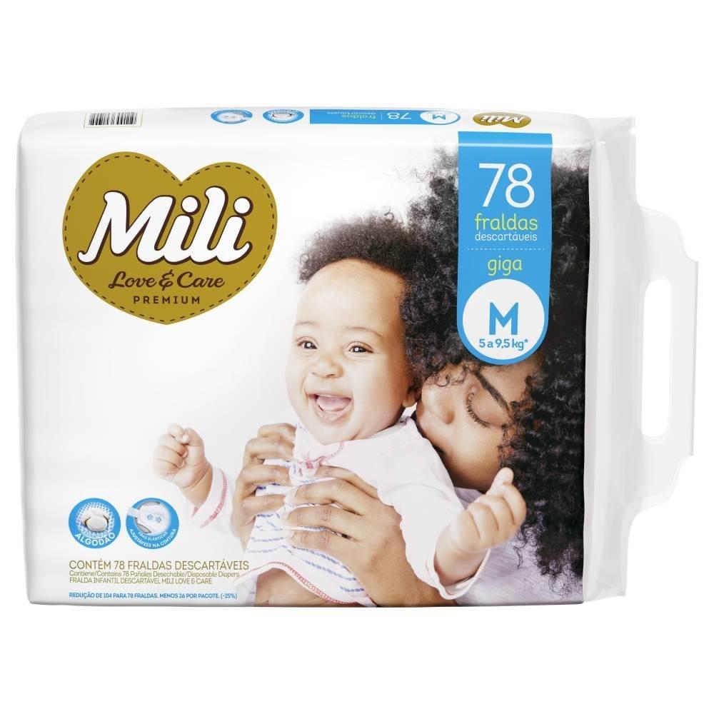 Fralda Mili Love & Care Premium Giga M Com 78 Unidades - 1