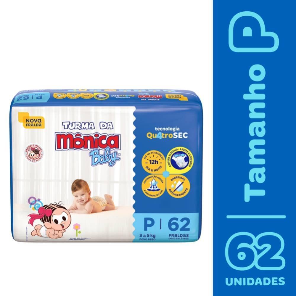 Fralda Turma Da Mônica Baby P Com 62 Unidades - 1