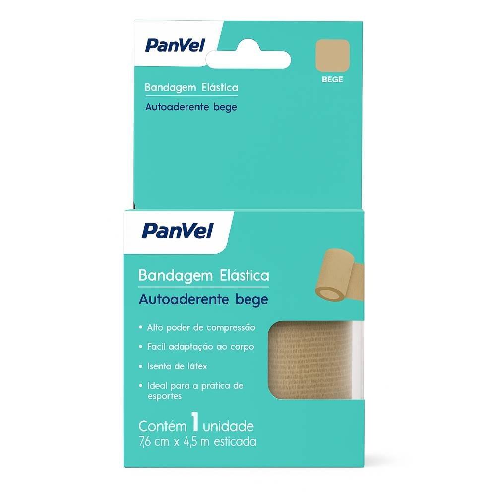 Bandagem Elástica Autoaderente Cor Bege 7,6cmx4,5m Panvel - 1