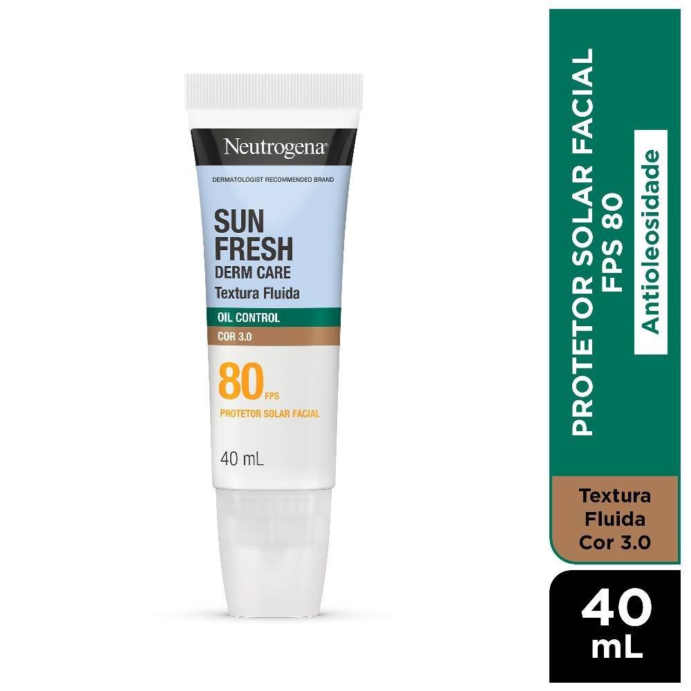 Protetor Solar Facial Neutrogena Sun Fresh Derm Care Fluido Cor 3.0 Fps80 40ml - 1