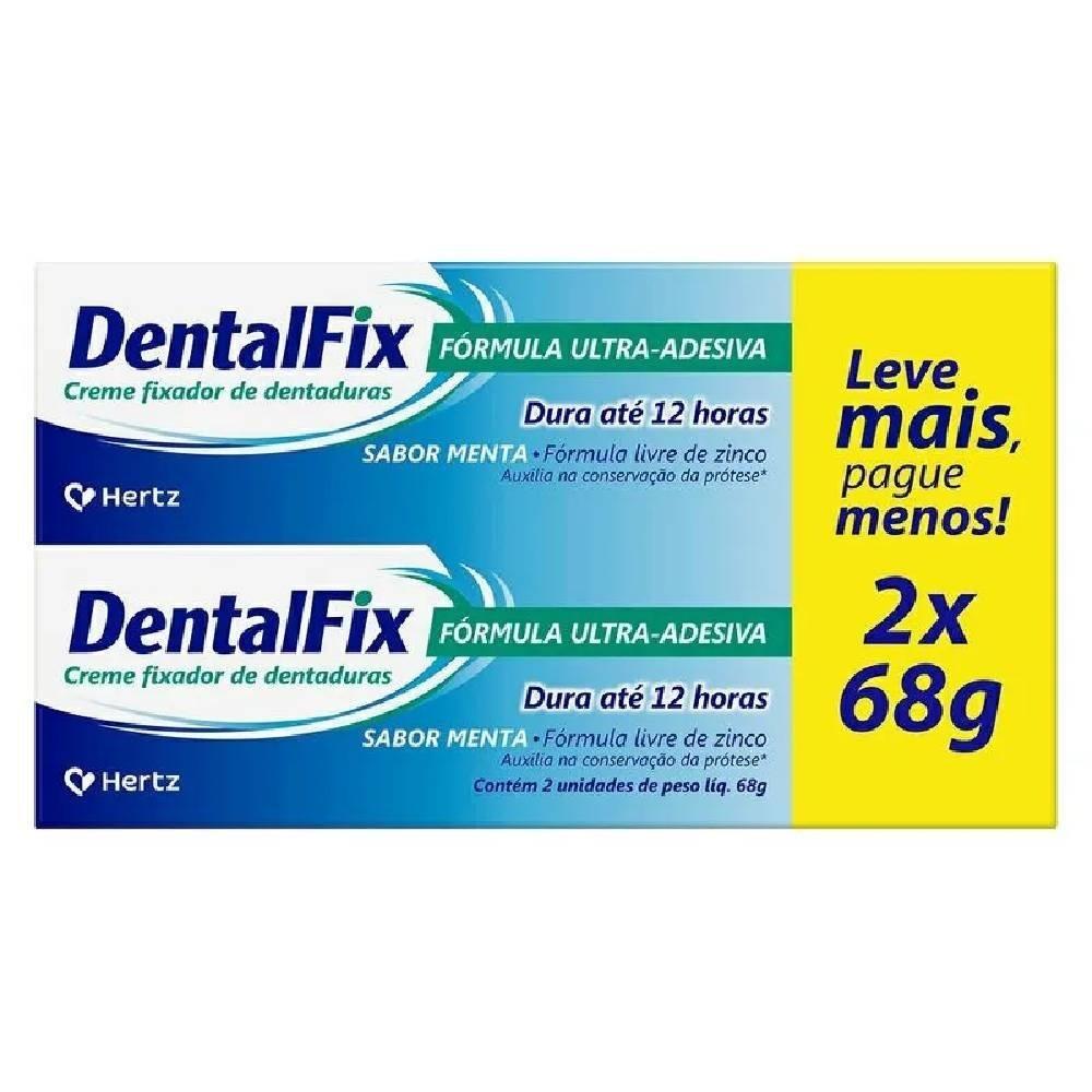 Kit Dentalfix Creme Fixador De Dentaduras Sabor Menta 2 Unidades 68g Cada - 1