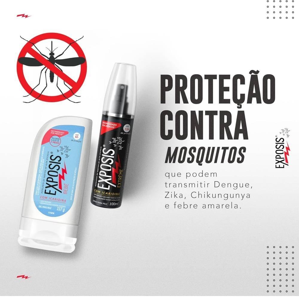 Kit Repelente Exposis Extrême Spray 100ml + Repelente Gel Bebê 117g - 3