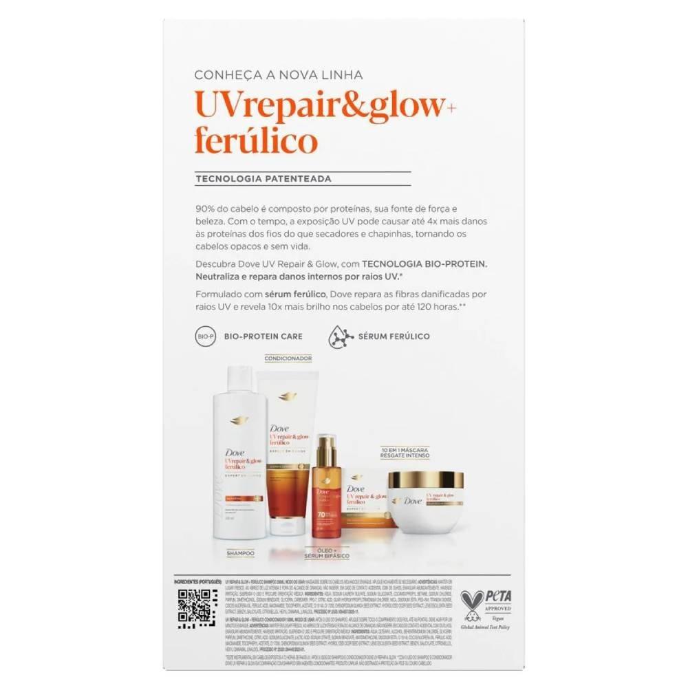 Kit Dove Uv Repair & Glow Ferúlico Shampoo 350ml + Condicionador 150ml - 3