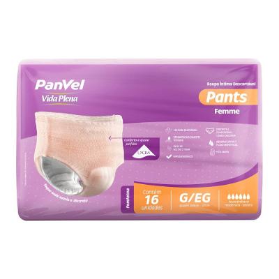 Roupa Íntima Feminina Descartável Panvel Vida Plena Pants Femme G/eg 16 Unidades