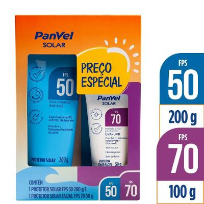 Kit Protetor Solar Panvel Corporal Fps50 200g+ Protetor Solar Facial Sem Cor Fps70 50g