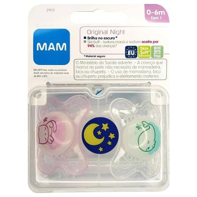 Chupeta Mam Original Night 0-6 Meses Cor Sortida 2 Unidades