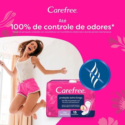 Protetor Diário Carefree Proteção Extra Longo Com Fragrância 15 Unidades