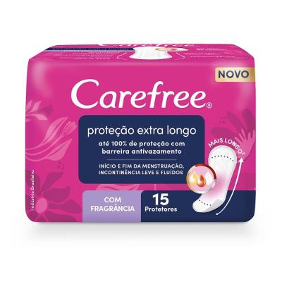 Protetor Diário Carefree Proteção Extra Longo Com Fragrância 15 Unidades