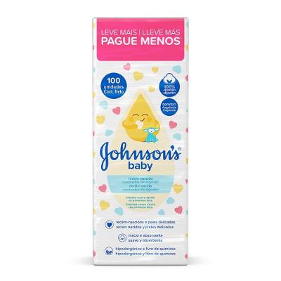 Algodão Quadrado Johnsons Baby Recém Nascido 100 Unidades