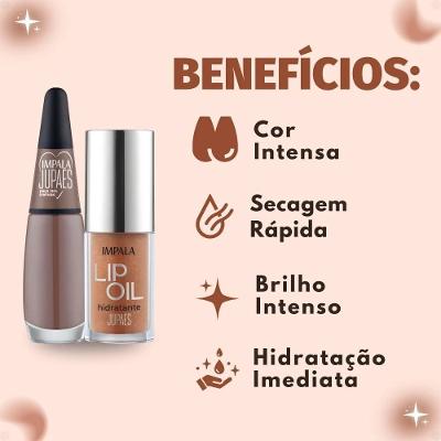 Kit Impala Ju Paes Esmalte Peça Rara 7,5ml + Lip Oil 4,5ml